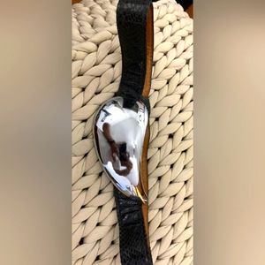 Snake Skin Belt With solid metal silver leaf buckle